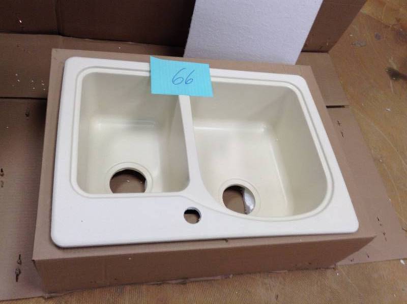 lot 66 image: Swanstone Double-Basin Drop-in or Undermount Composite Kitchen Sink never used