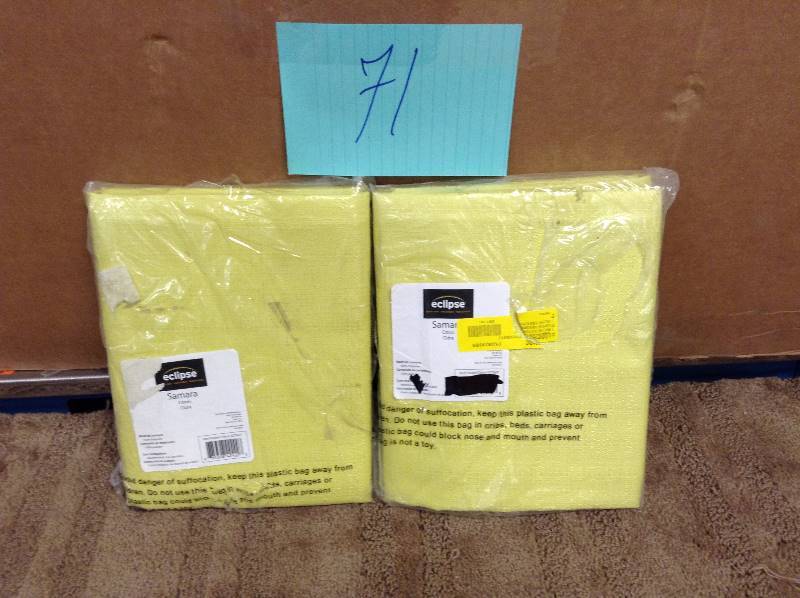 lot 71 image: Set of 2 Eclipse Samara Blackout Energy-Efficient Thermal Curtain Panels Citron Yellow