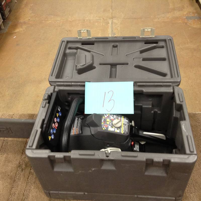 lot 13 image: Ryobi 16 in. 37cc 2-Cycle Gas Chainsaw with Heavy Duty Case-RY3716 used in good working condition