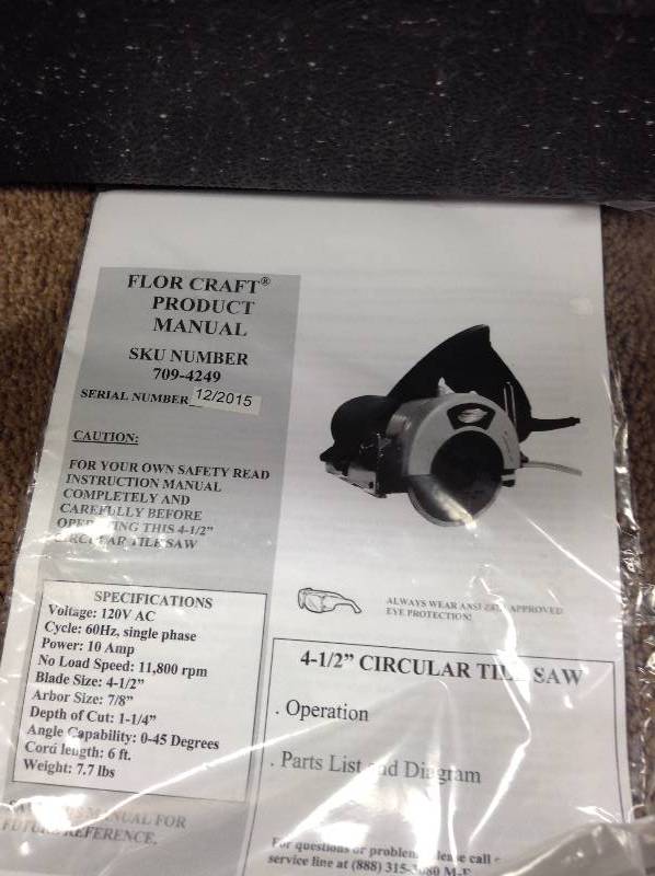 lot 20 image: Craft 4 12 Circular Tile Saw