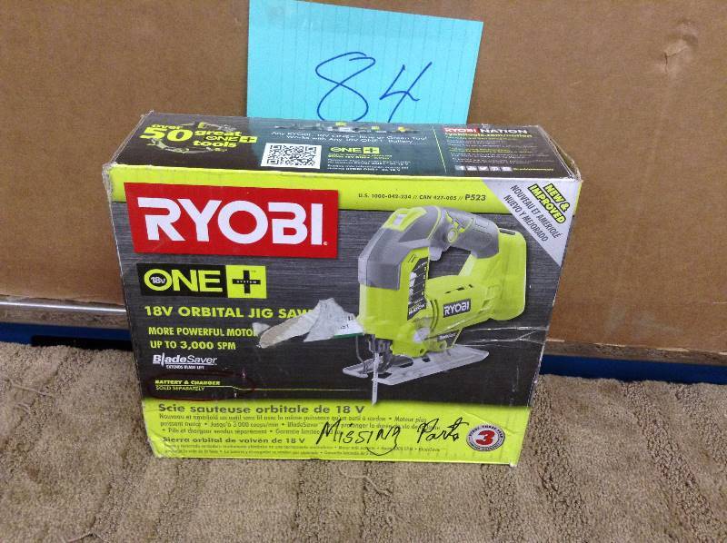 lot 84 image: Ryobi P523 18V Cordless Orbital Jig Saw Tool Only