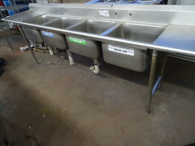 lot 51 image: Advance 4 basin stainless sink. Eac...