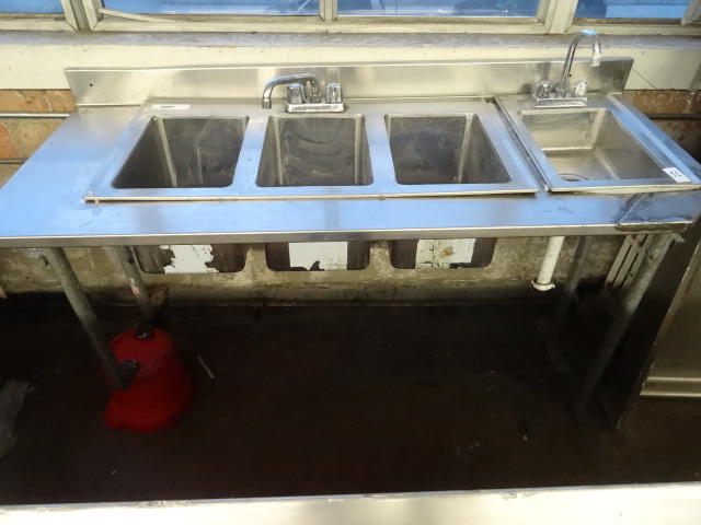 lot 52 image: 4 basin stainless sink for a Food ...