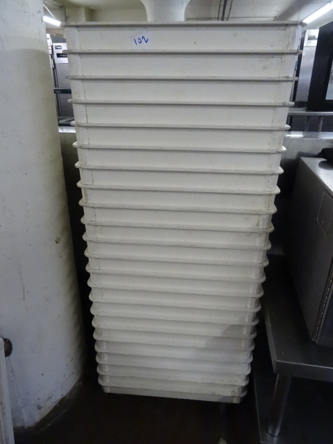 lot 102 image: Dough bin cart. Comes with 7 bins o...