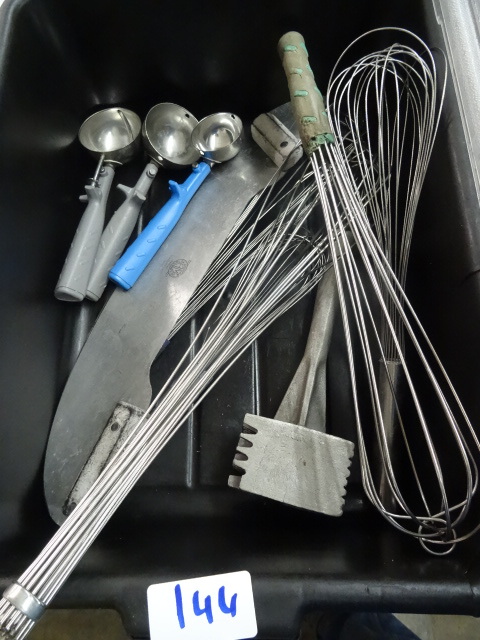 lot 144 image: Whisks and scoops...