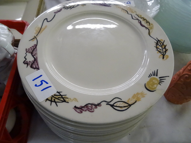 lot 151 image: Homer laughlin plates. Qty 12. 12...
