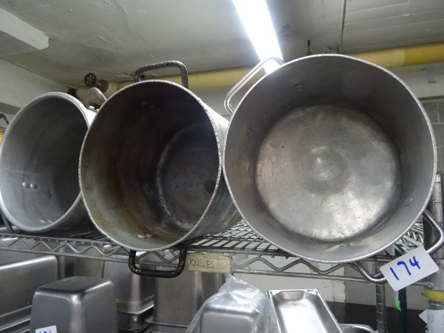 lot 174 image: 3 stock pots...
