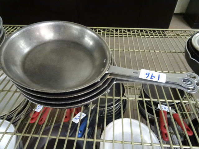 lot 196 image: 5 stainless skillets. 11...