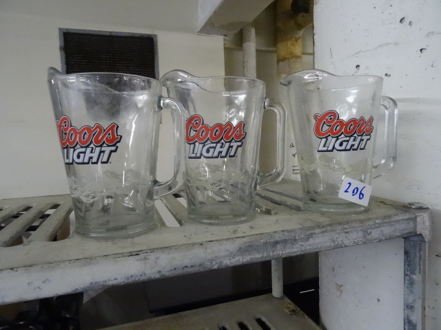 lot 206 image: 3 Coors light glass pitchers...