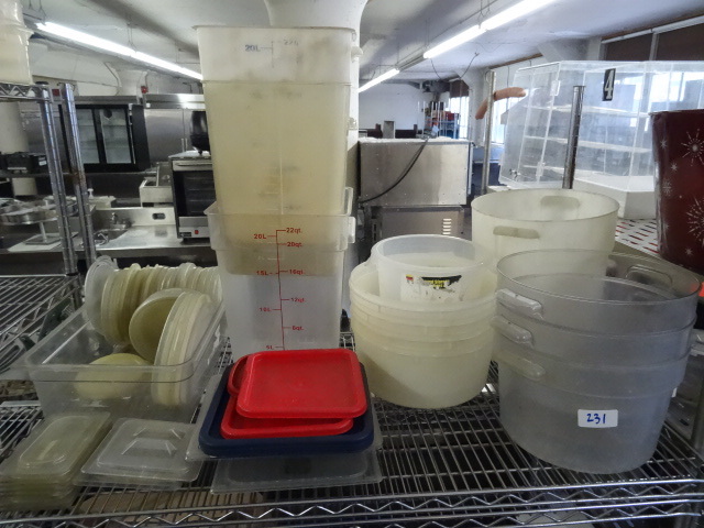 lot 231 image: Shelf full of misc prep containers....