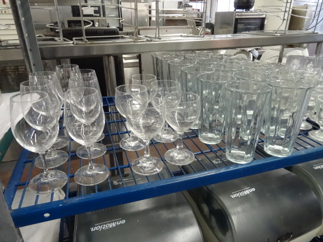lot 246 image: Shelf full of misc glasses...