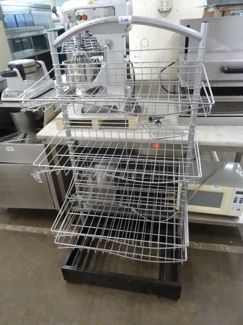 lot 306 image: 3 tier metal retail rack on wheels...