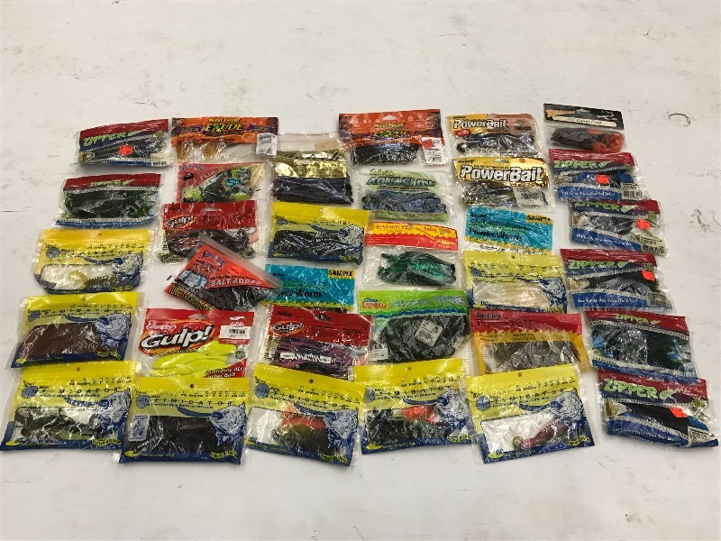 lot 36 image: Box Full Of Assorted Soft Baits ...