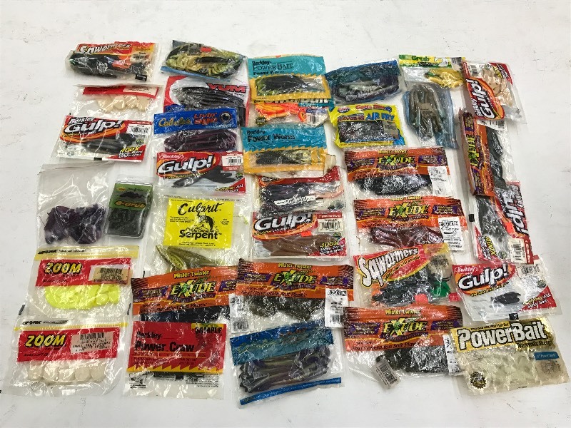 lot 37 image: Box Full Of Assorted Soft Baits ...