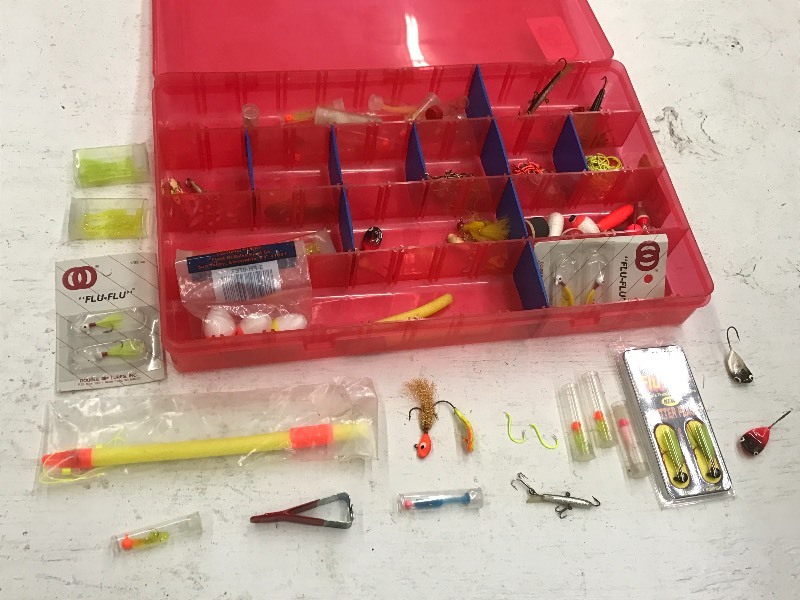 lot 54 image: Plastic Tackle Box Full Of Assorted...