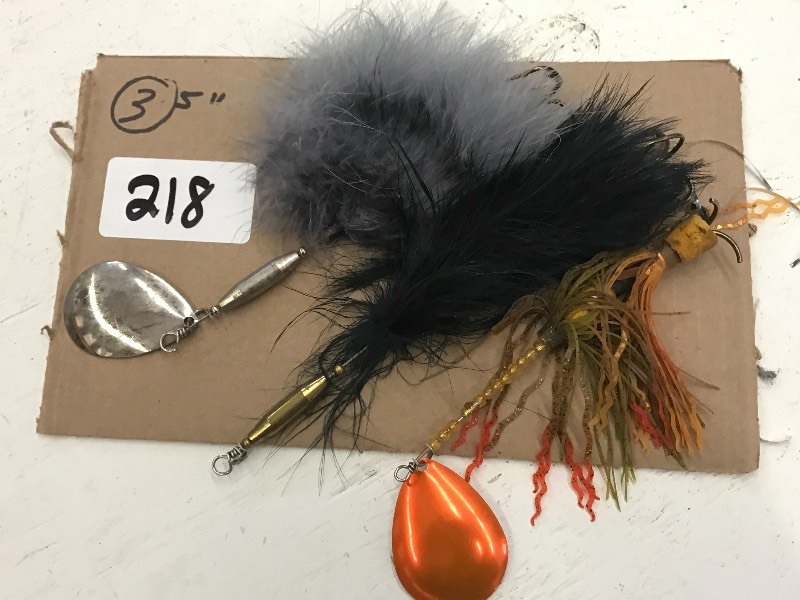 lot 218 image: (3) 5 Spinner Muskie Lures ...