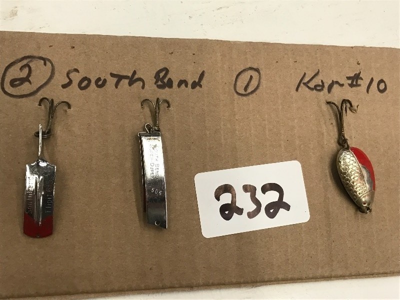 lot 232 image: (3) Vintage Spoon Lures ...