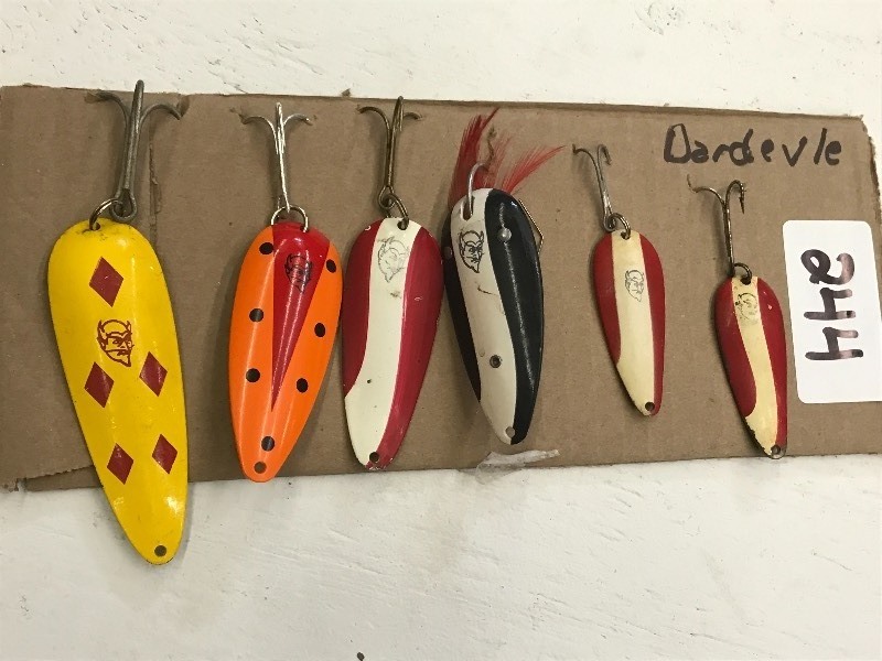 lot 244 image: (6) Assorted Dardevile Spoon Lures ...