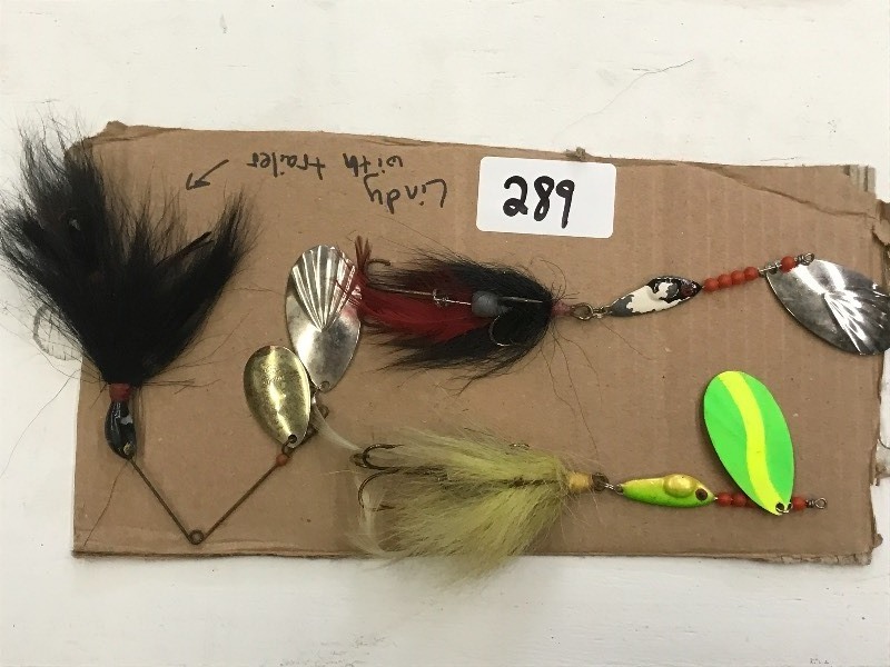 lot 289 image: (3) Muskie Spinner Lures---(1) Lind...