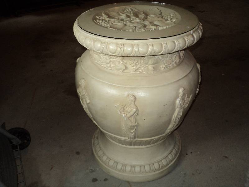 Greek stand with glass top, 30 inch...