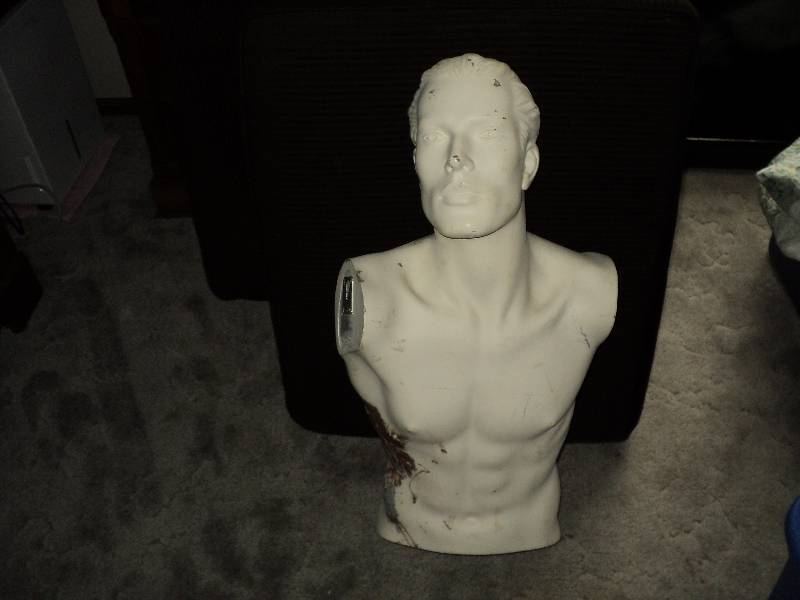 top half of male mannequin, no arm...