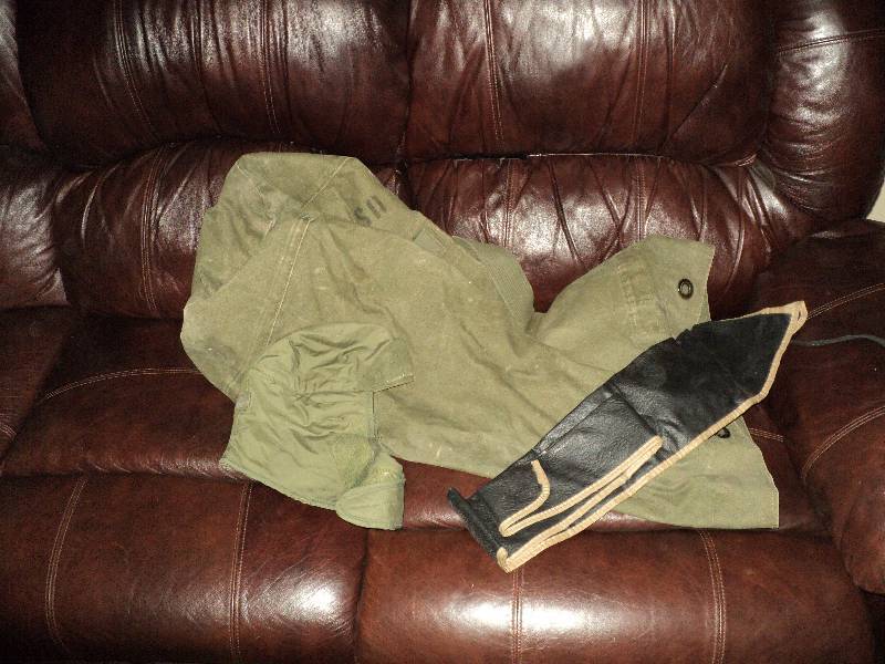 army bag, army hat, and soft gun ca...