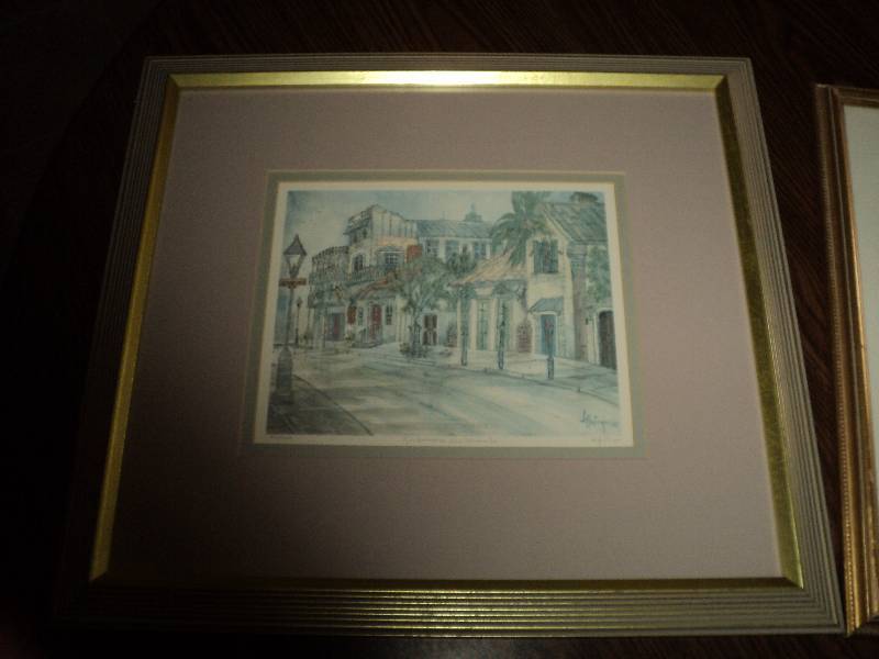 set of 2 pictures signed by artist,...