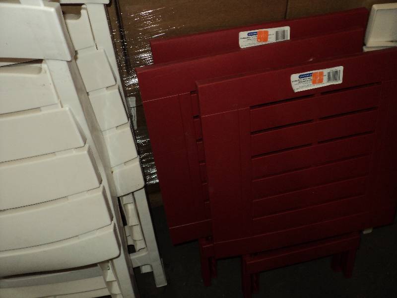 3 red collapsable outdoor side tabl...