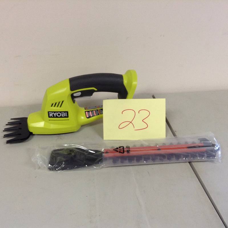 lot 23 image: Ryobi One Plus 18V Cordless ShearShrubber never used