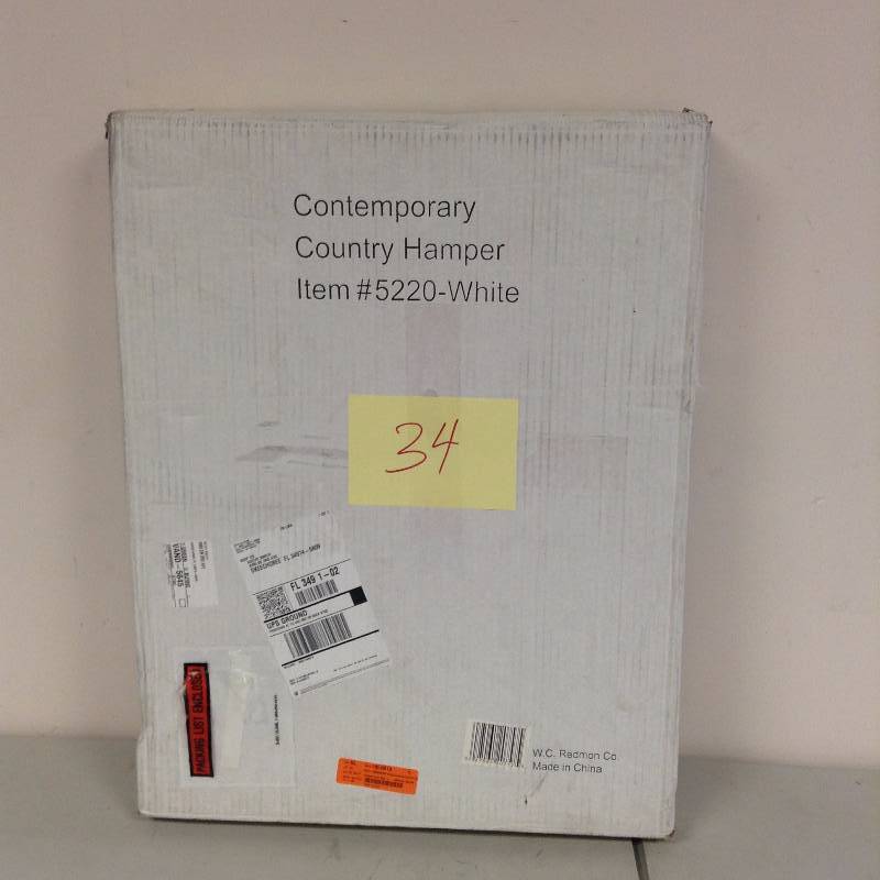 lot 34 image: W.C. Redmon KD Contemporary Country Laundry Hamper never used