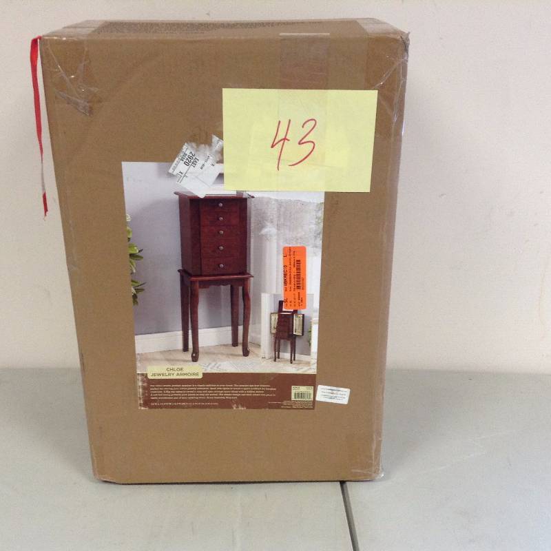 lot 43 image: Linon Home Chloe Jewelry Armoire- Walnut