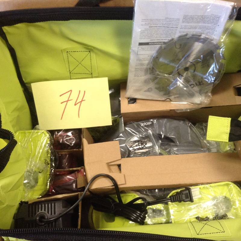 lot 74 image: Ryobi 18-Volt Lithium-Ion Cordless Combo Kit (5-Tool) never used