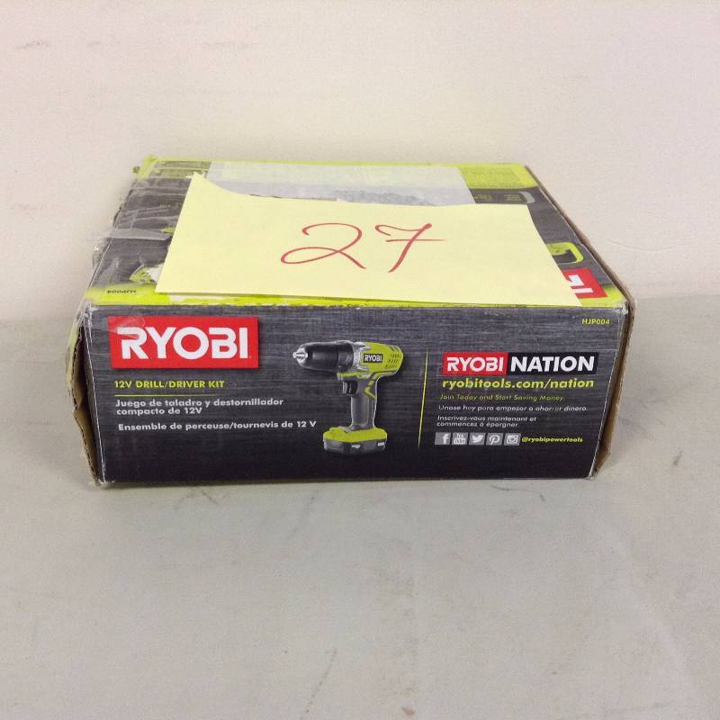 lot 27 image: Ryobi 12-Volt Lithium-Ion Cordless 38 in drill driver