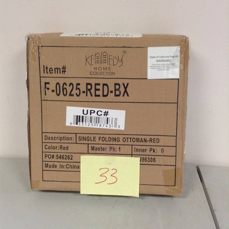 lot 33 image: Home Collection F-0625-RED-BX Folding Ottman New
