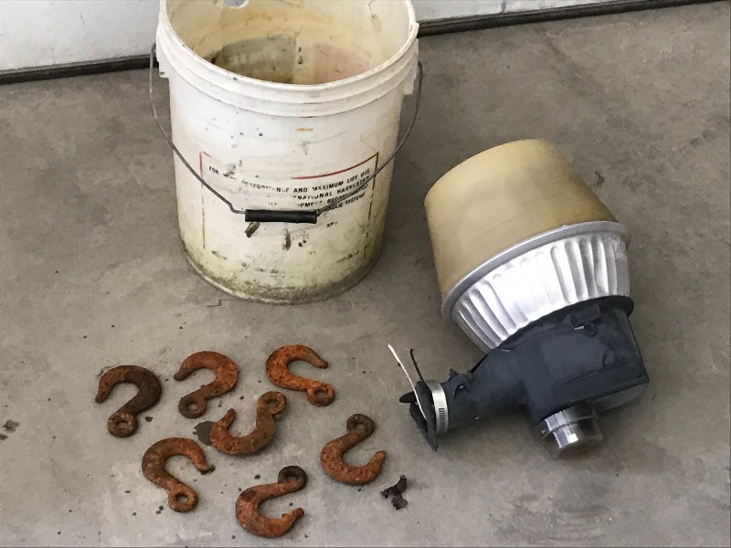 Bucket Of Chain Hooks & Outdoor Light