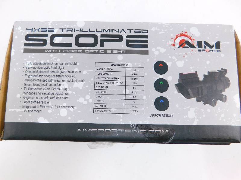 lot 6 image: 4 x 32 Tri-Illuminated Scope wFiber Optic Sight - Tested, Works