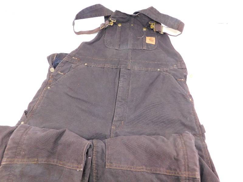 lot 34 image: Carhartt Mens Size 38x32 Sandstone Duck Bib Overalls