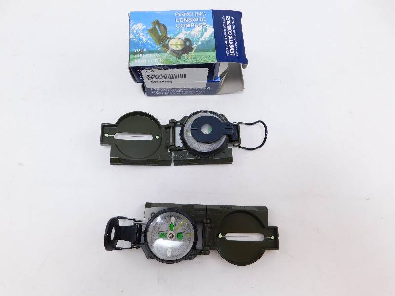 lot 72 image: Military-Style Lensatic Compasses, 2 Pack