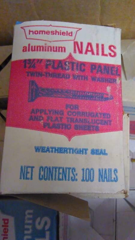 Aluminum Nails, twin thread with washer by Home Shield, 100 nails per box (38 boxes)