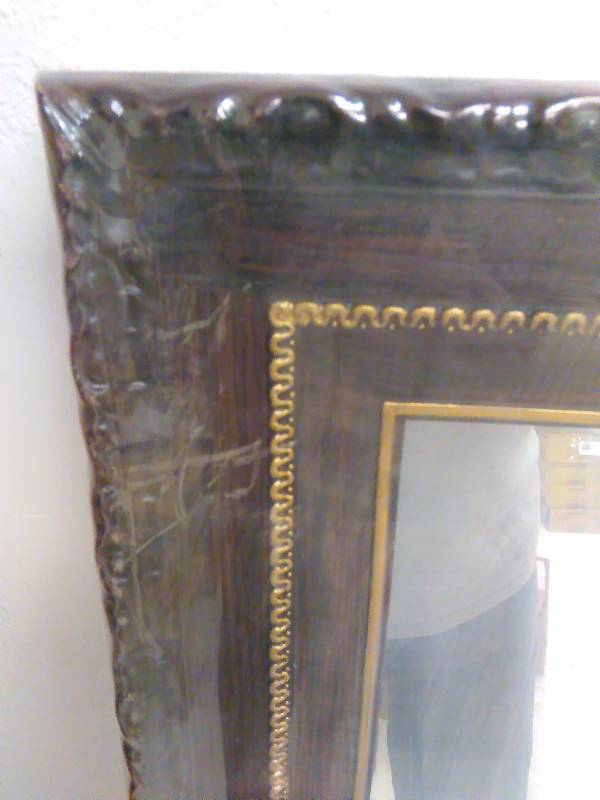 Mirror, Brown Frame, measures 19 inches x 16 inches
