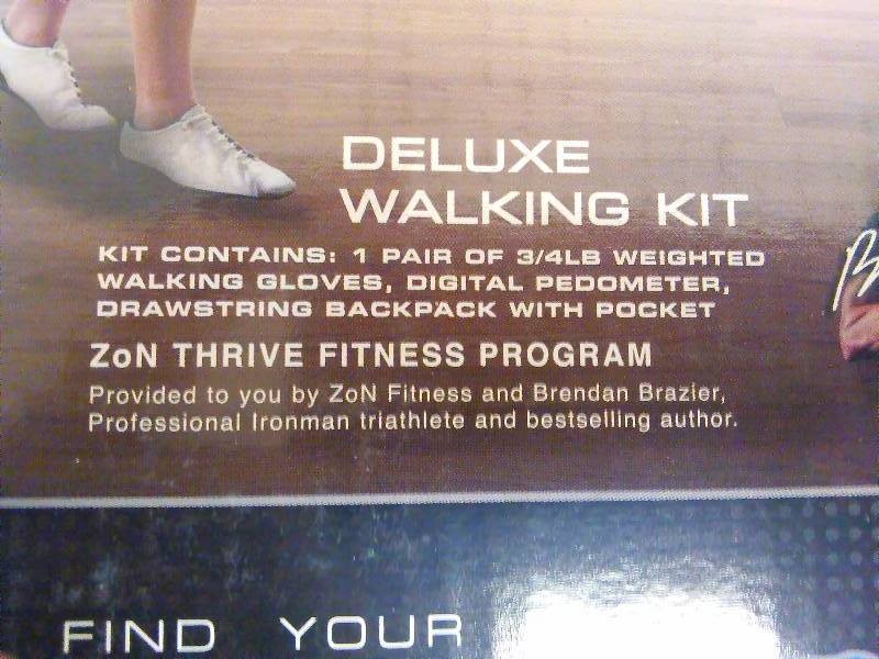 ZON Deluxe Walking Kit includes pair .75-pound walking gloves, digital pedometer and drawstring backpack