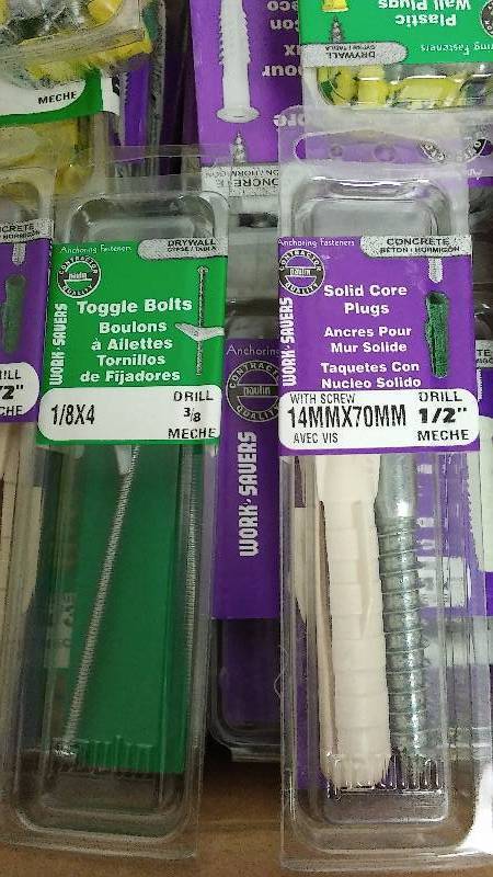 Hollow Core Wall plugs and Screws, Variety (100 pkgs.) Concrete, wood and more