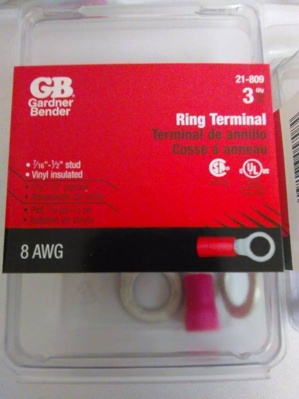 Ring Terminals (5) Each pkg. contains 3 terminals, 8AWG