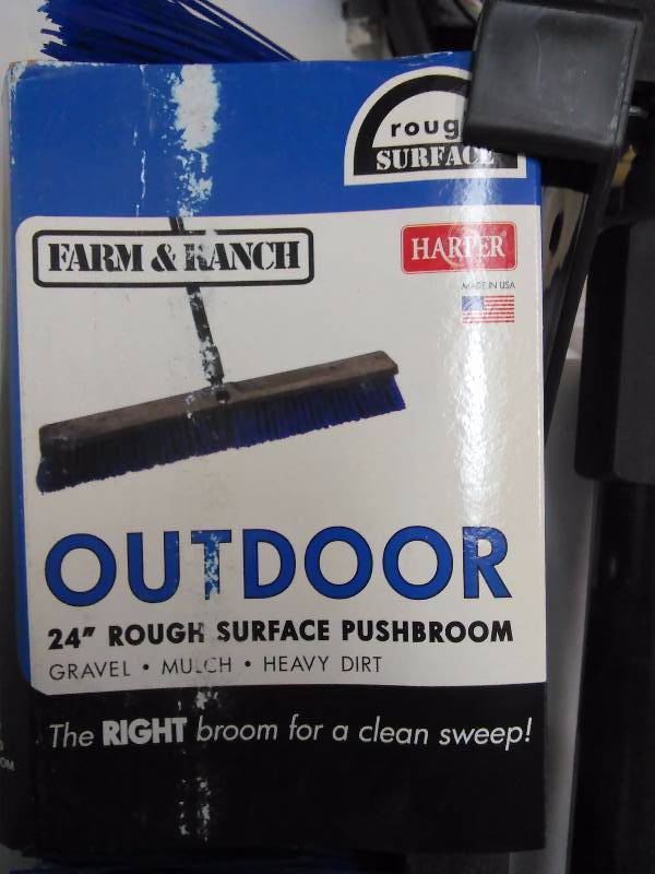 Farm and Ranch 24�-inch Outdoor Push Broom, 5 ft.� handle