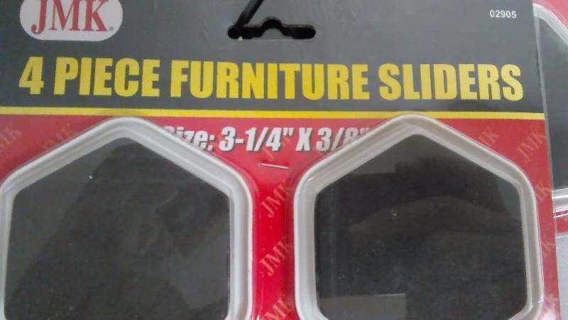 Furniture Gliders, Hexagon shape, 3 34, (3) each pkgs. contains 4, 12 glides total
