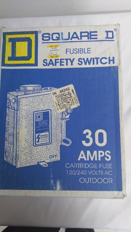 Square D Fusible Safety Switch, 30 AMP, 120240 Volts AC, Outdoor, New in Box