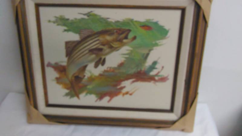 Fred Sweeney Limited Edition Framed Art, Striped Bass, 12 x 15, 11x14