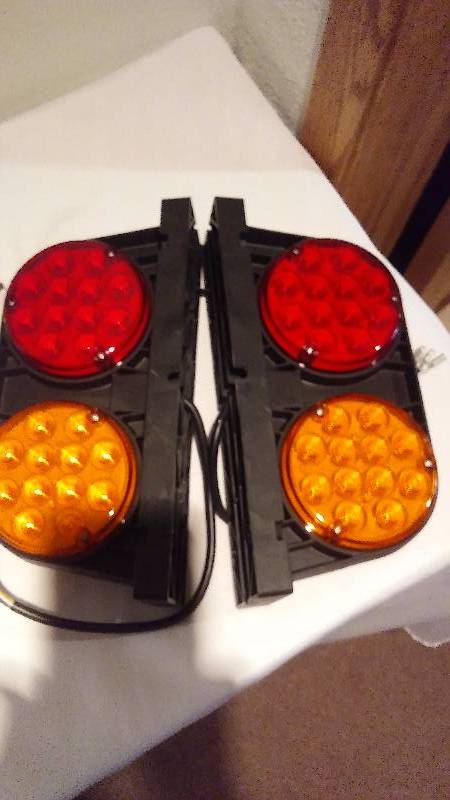 Surface Mount Amber and Red Trailer Lights (2) 11 x5 inches, pre-wired pins