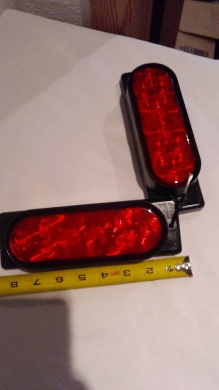 LED Surface Mount Red Trailer Lights (2) 8 inches, pre-wired pins