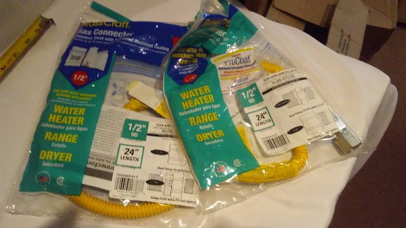 Gas Connector, RangeDryerWater Heater (2) � inch OD, 24 Inch Length, 85,000 BTU